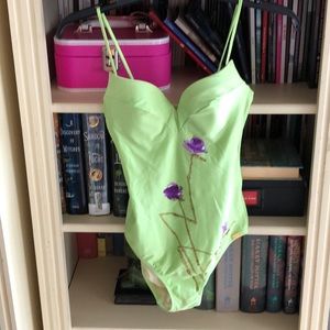 Maryan Mehlhorn lime green one piece swimsuit